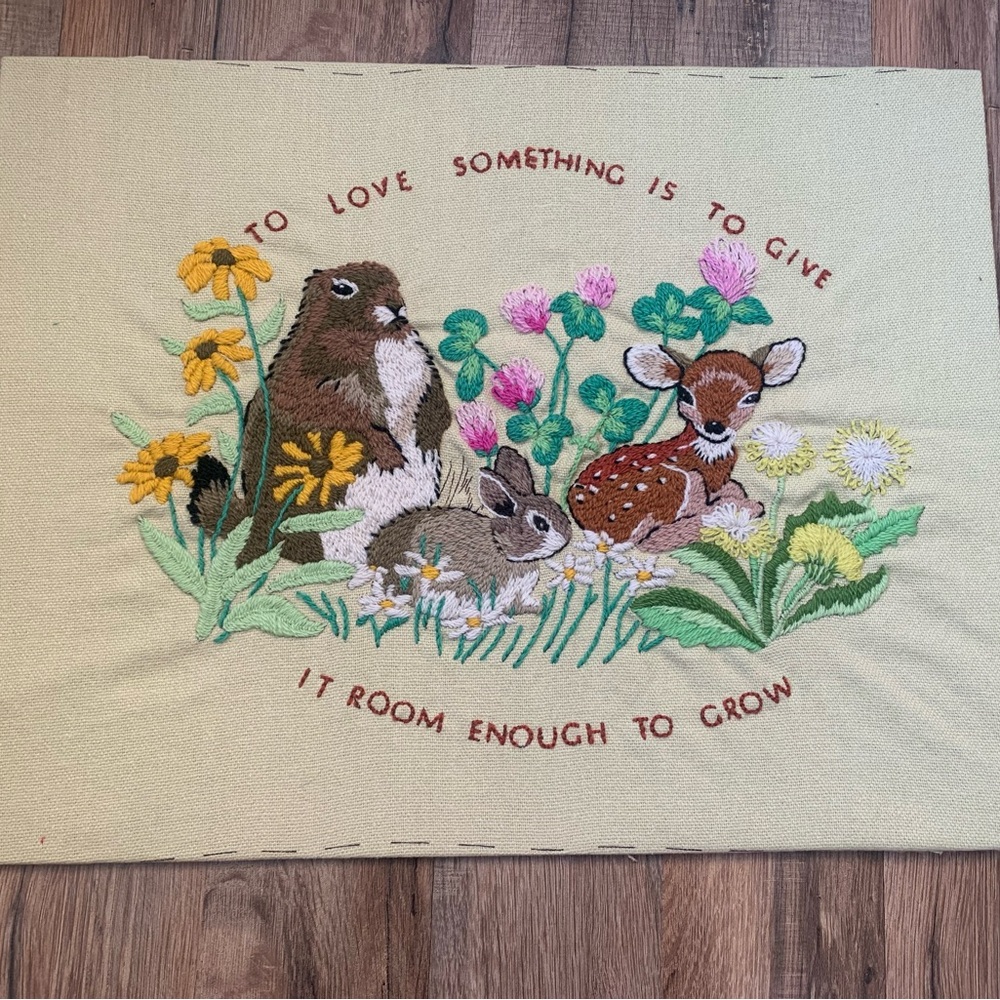 Vtg. Completed Needlepoint Columbia Minerva Erica Wilson “To Love Something